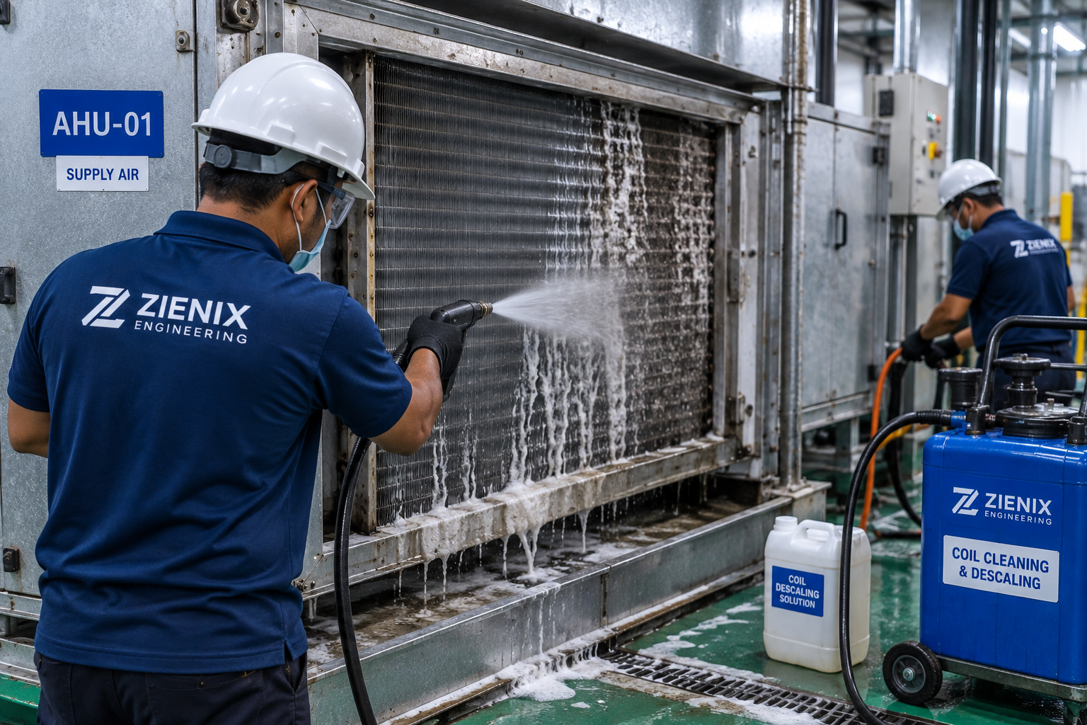 AHU Evaporator Coil Descaling Work